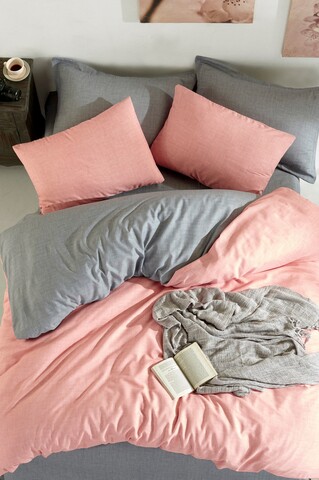 Lenjerie de pat dubla King Quilt(FR) Maxi Color, Eponj Home, 3 piese, 240x220 cm, amestec bumbac, roz