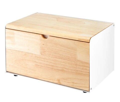 Cutie pentru paine scandi, ambition, 37x22.5 cm, inox/bambus, alb