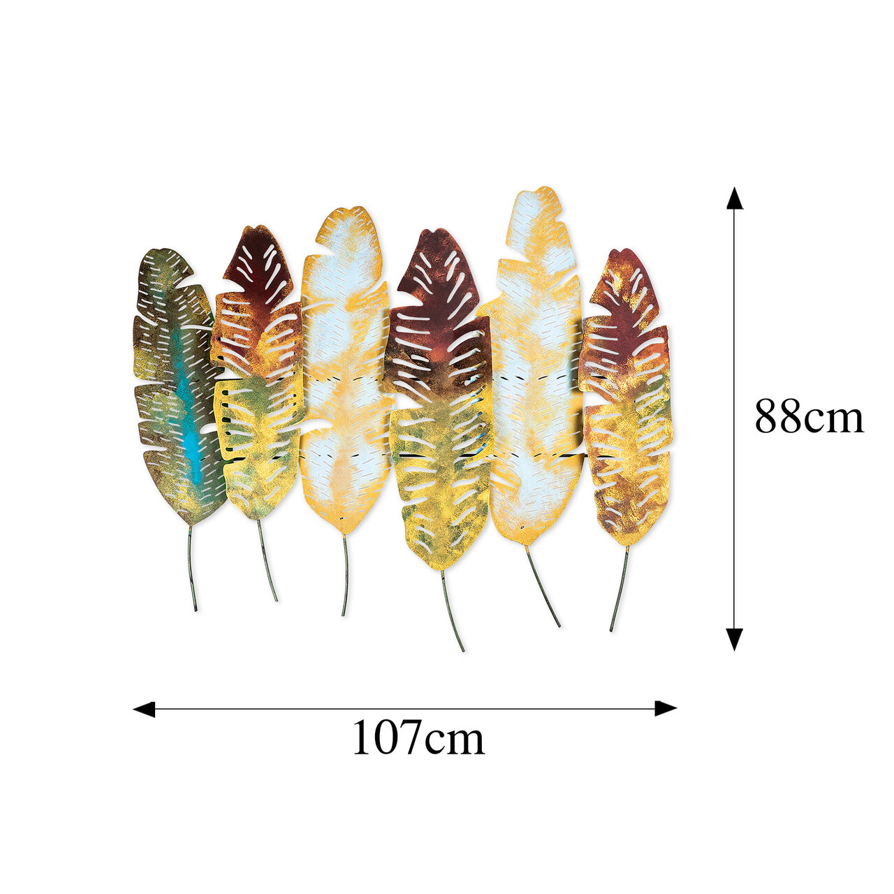 Decoratiune de perete, Leaves v11, Metal, Dimensiune: 107 x 88 cm, Multicolor