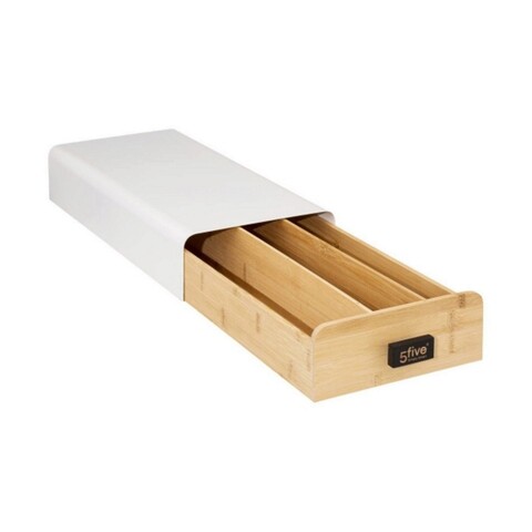Suport pentru capsule de cafea 5five, 30 capsule, 17.8 x 7.3 x 38 cm, bambus/metal, alb 5five