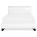 Pat tapitat 140x200 cu somiera inclusa, Zaffiro, L.221 l.146 H.96, pal/piele ecologica, alb