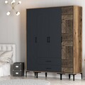Dulap pentru haine, Hommy Craft, Kumsal STP, 160x47.5x201.4 cm, PAL, Nuc / Antracit