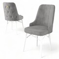 Set de scaune, Charlotte, Pare, Metal, Gri/Alb