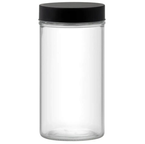 Recipient cu capac milos round, domotti, 9.8 x 22.3 cm, 1.3 l, sticla/inox, transparent/negru