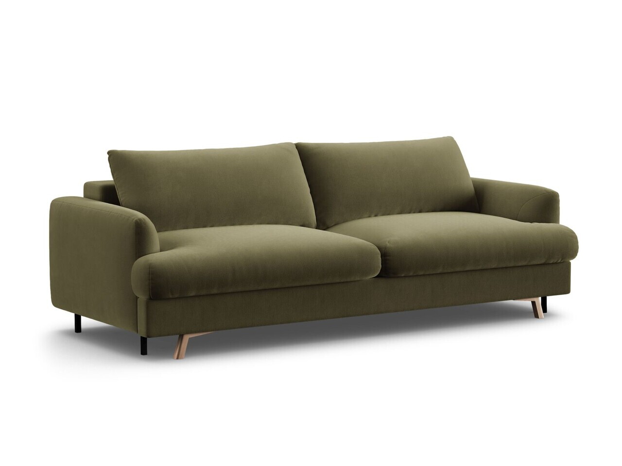 Canapea extensibila 3 locuri, Naomi, Micadoni Home, 233x110x95 cm, catifea, verde — imaginea 4