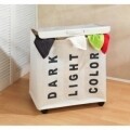 Cos pentru rufe cu 3 compartimente, mobil, Trivo Beige, Wenko, poliester/poliamida, 116 l, bej