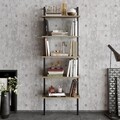 Biblioteca, Hadley, Piante 541HDL1310, 60 x 174 x 22 cm, pal melaminat, nuc/negru