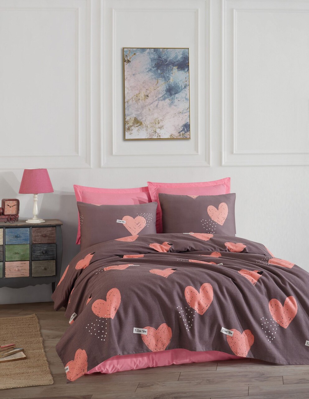 Cuvertura pique Single (FR) L'essentiel Maison Jana Bumbac Roz