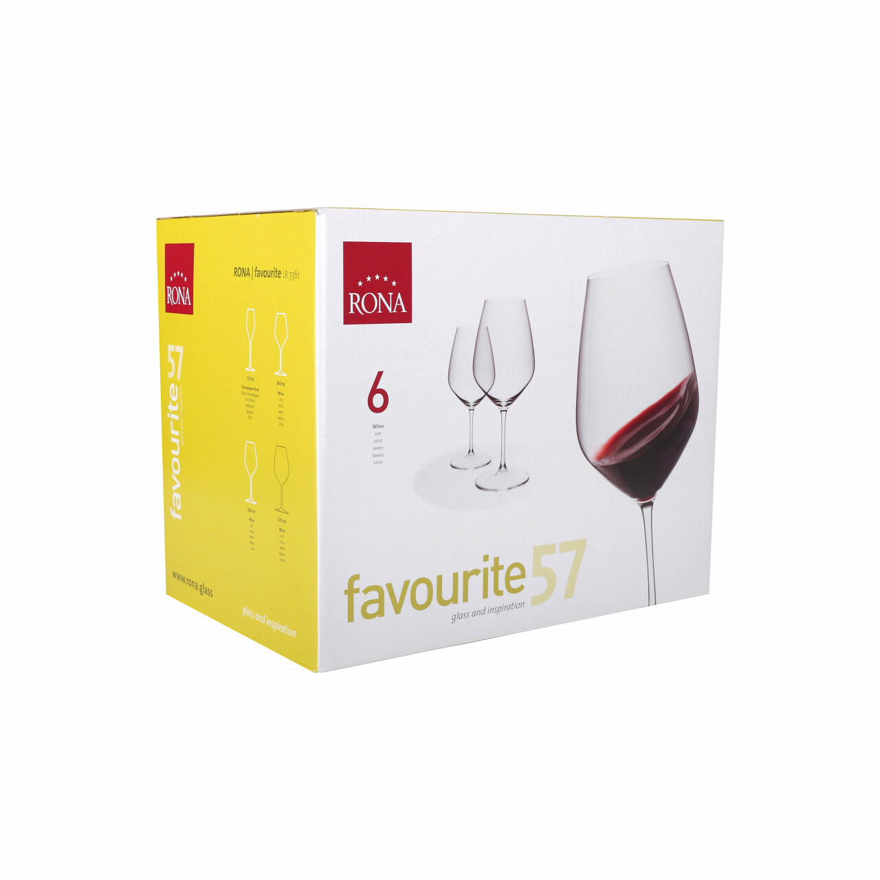 Set 6 pahare pentru vin Favourite, Rona, 570 ml, sticla, transparent