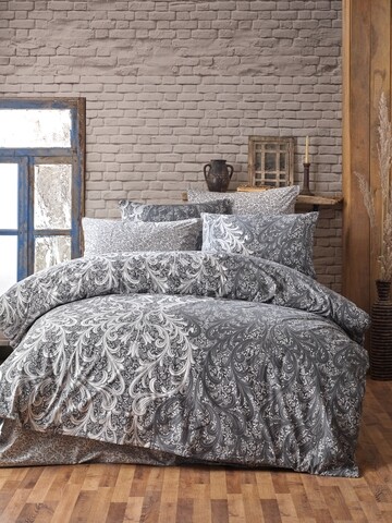 Lenjerie de pat dubla Grand, Majoli Home Collection, 4 piese, 200x220 cm, 100% bumbac ranforce, negru