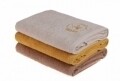 Set 3 prosoape de baie Beverly Hills Polo Club, 70x140 cm, 100% bumbac, Rock/Light Brown/Mustard