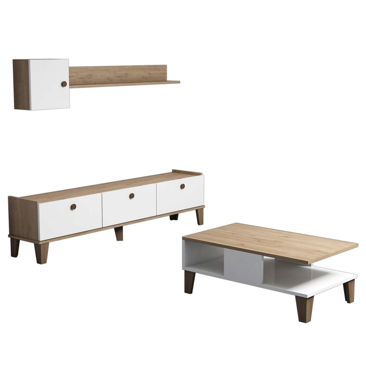 Set Mobilier Living, Almaren, Sumer G5020, PAL, Stejar / Alb