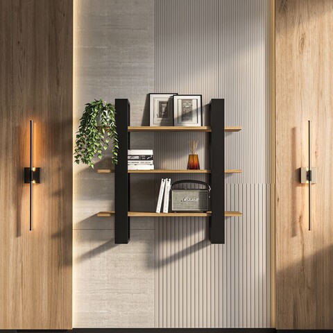 Raft de perete, Zena Home, Suno, Stejar negru / Oud