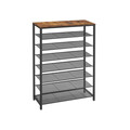 Pantofar cu 8 rafturi, Vasagle, 100x30x152 cm, PAL/otel, maro