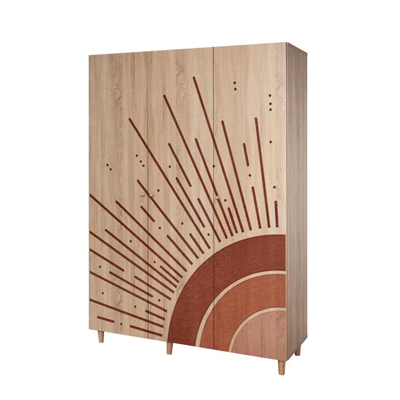 Dulap pentru haine, Vella, Lena 3 -970, 135x192x52 cm, PAL, Sonomo - 2 | YEO