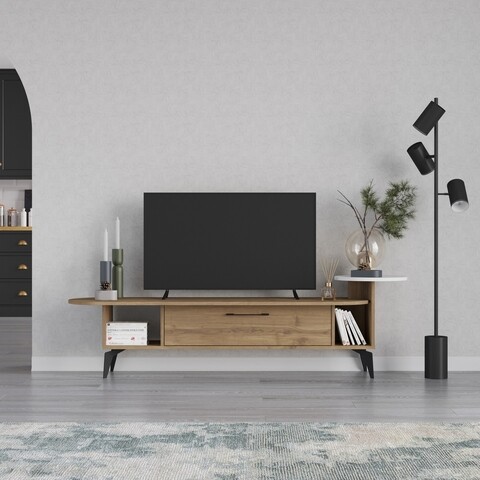 Comoda TV, Decortie, Ada, 188 x 42.6 x 40 cm, pal melaminat, alb