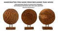 Sculptura decorativa Coin, Mauro Ferretti, 30x15.5x40 cm, tec reciclat, lucrat manual, model unicat, maro
