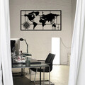 Decoratiune de perete, World Map Metal Decor 7, metal, 121 x 60 cm, negru