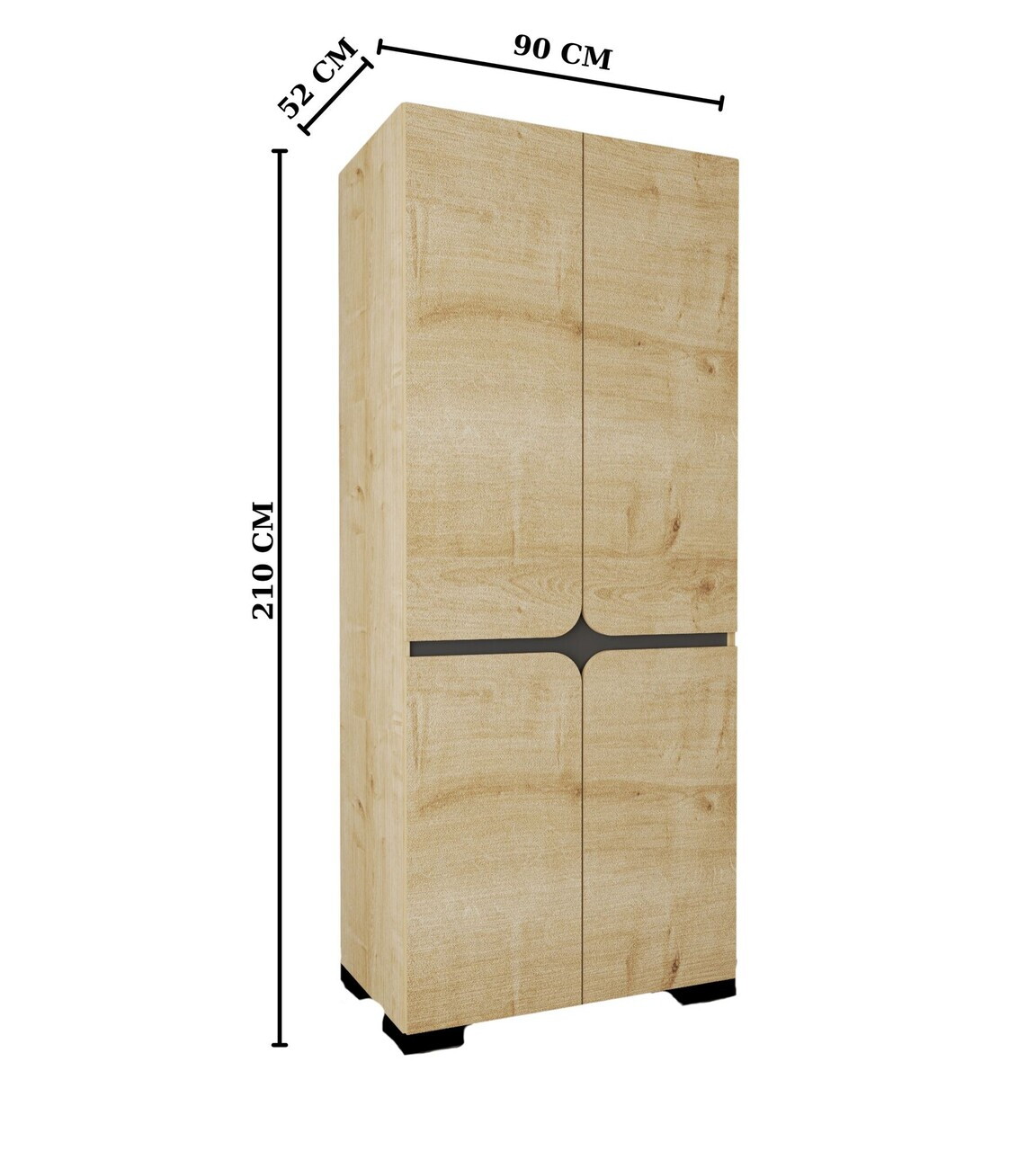 Dulap pentru haine, Hanah Home, Floransa Star 90, 90x210x52 cm, PAL MELAMINAT, Maro — imaginea 5