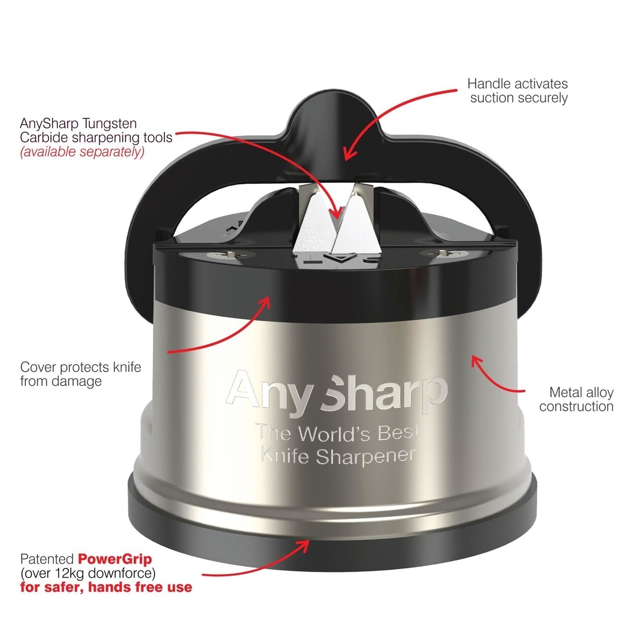 Ascutitor de cutite Pro Brushed Metal, AnySharp - imagine 4