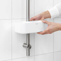 Suport baie cu montaj pe bara de dus, Brabantia, Caddy White, 24.4x13.3x7.5 cm, polipropilena, alb