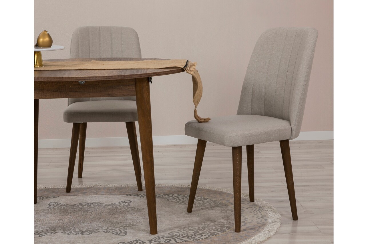 Set masa extensibila si scaune, Hanah Home, Vina 1005, Maro/Crem - imagine 4