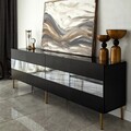 Comoda TV, Neostill, Leon, 180x59x35 cm, PAL, Aur / Fume