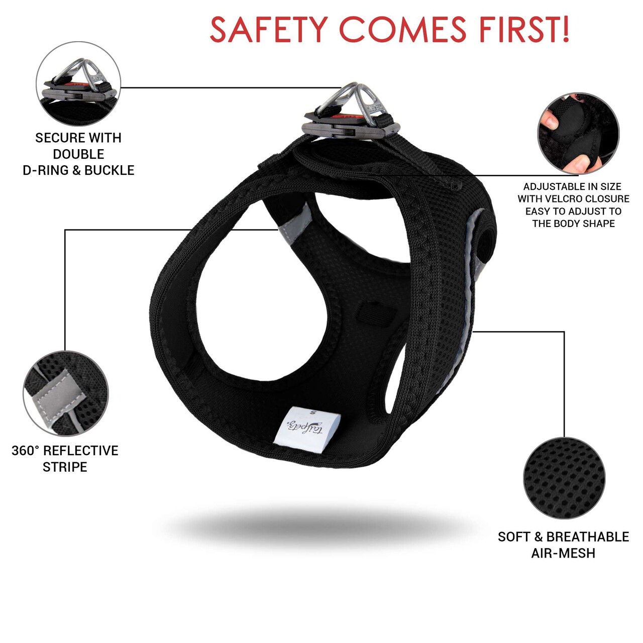 Ham pentru câini, Paws &amp; Whiskers, Air-Mesh, Poliester, Negru - view 10