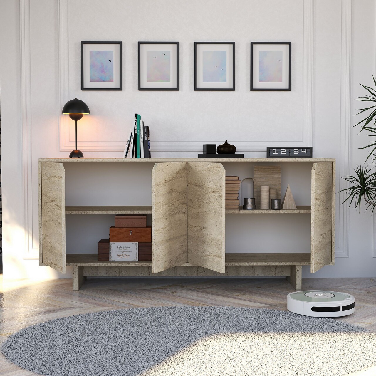 Consola, Hanah Home, Turan, 180x80.6x40 cm, Travertin - view 3
