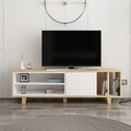 Comoda TV, Colman, Rosmar, 160 x 35 x 48.6 cm, pal melaminat, stejar/alb