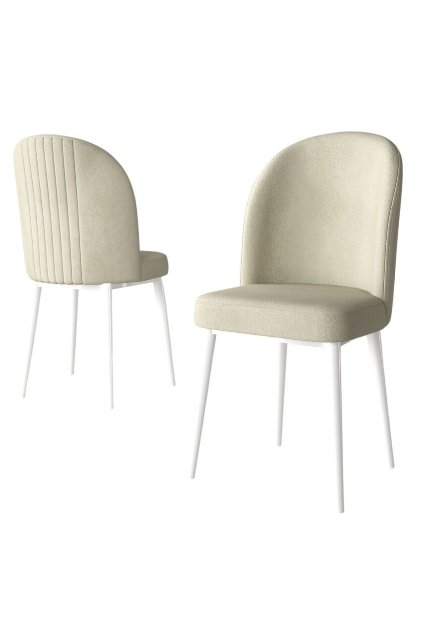 Set scaune 2 piese, Hanah Home, Aste, Crem/Alb — imaginea 2
