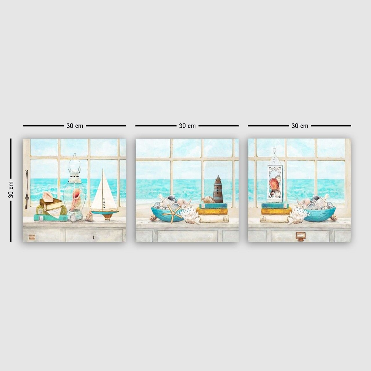 Set 3 tablouri decorative, dr9009, Cadru: 100% LEMN (grosime: 3 cm), Multicolor - view 4