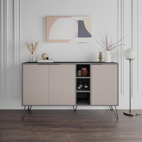 Bufet inferior clara, decortie, 142x35.6x83 cm, antracit/light mocha