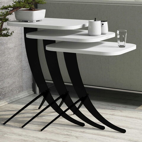 Set masute 3 piese, hommy craft, pion, alb