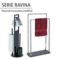 Suport pentru hartie igienica si perie toaleta Ravina, Wenko, 20x70 cm, inox/sticla temperata, negru