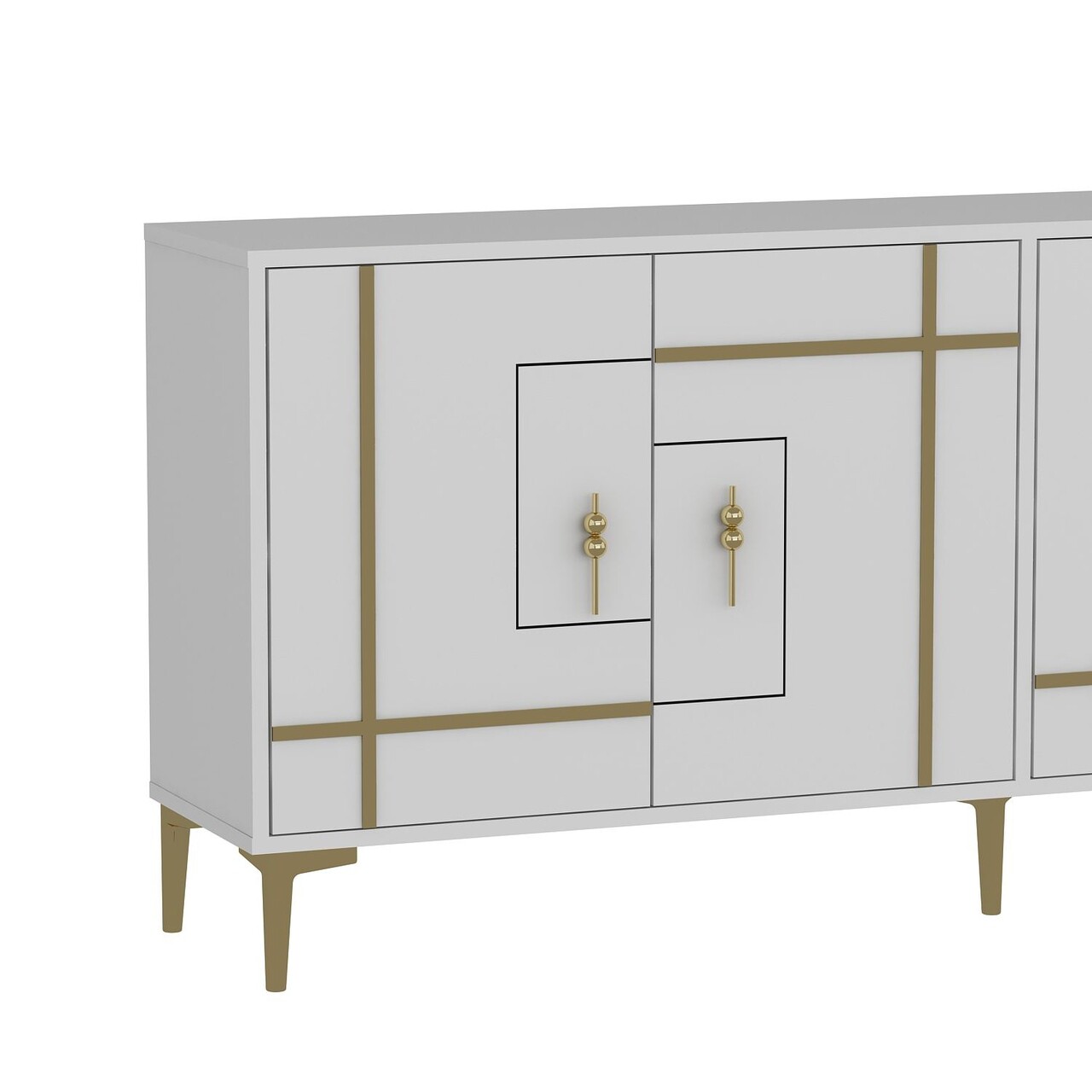 Consola, Hanah Home, Simge, 180x78.6x35 cm, PAL , Alb/Auriu - view 5