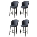 Set scaune  de bar 4 piese, Charlotte, Fora, Metal, Antracit / Negru