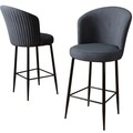 Set scaune  de bar 4 piese, Charlotte, Fora, Metal, Antracit / Negru