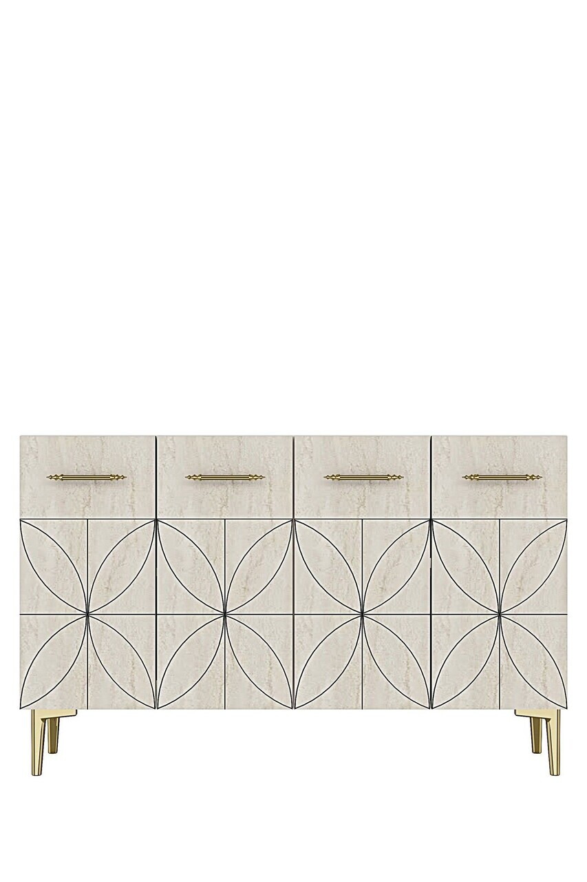 Consola, Hanah Home, Eliz 120, 120x75x32 cm, Alb / Travertin — imaginea 5