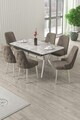 Set masa extensibila si scaune (7 piese), Hanah Home, Nis, Gri / Crom / Cappuccino