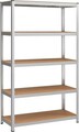 Raft modular pentru depozitare Songmics, 120 x 60 x 200 cm, MDF/otel, argintiu/maro deschis