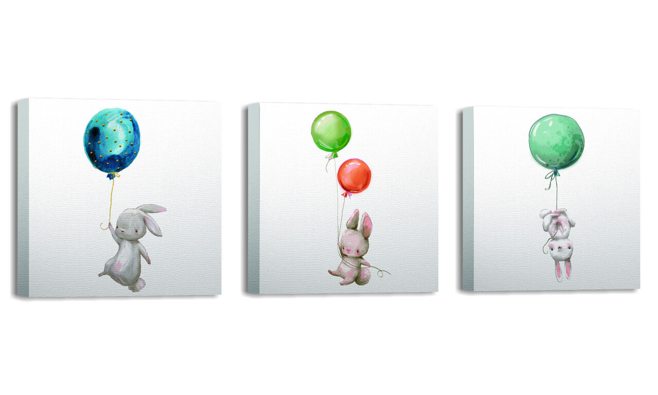 Set 3 tablouri decorative, FAH11, 60% bumbac/40% poliester, Rama de lemn, Multicolor - 2 | YEO