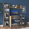 Set birou si biblioteca, Rani, HA125, 120x73 cm, PAL, Nuc / Antracit