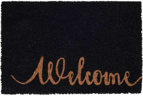 Covoras de intrare welcome, 39x59 cm, fibra de cocos, maro/negru