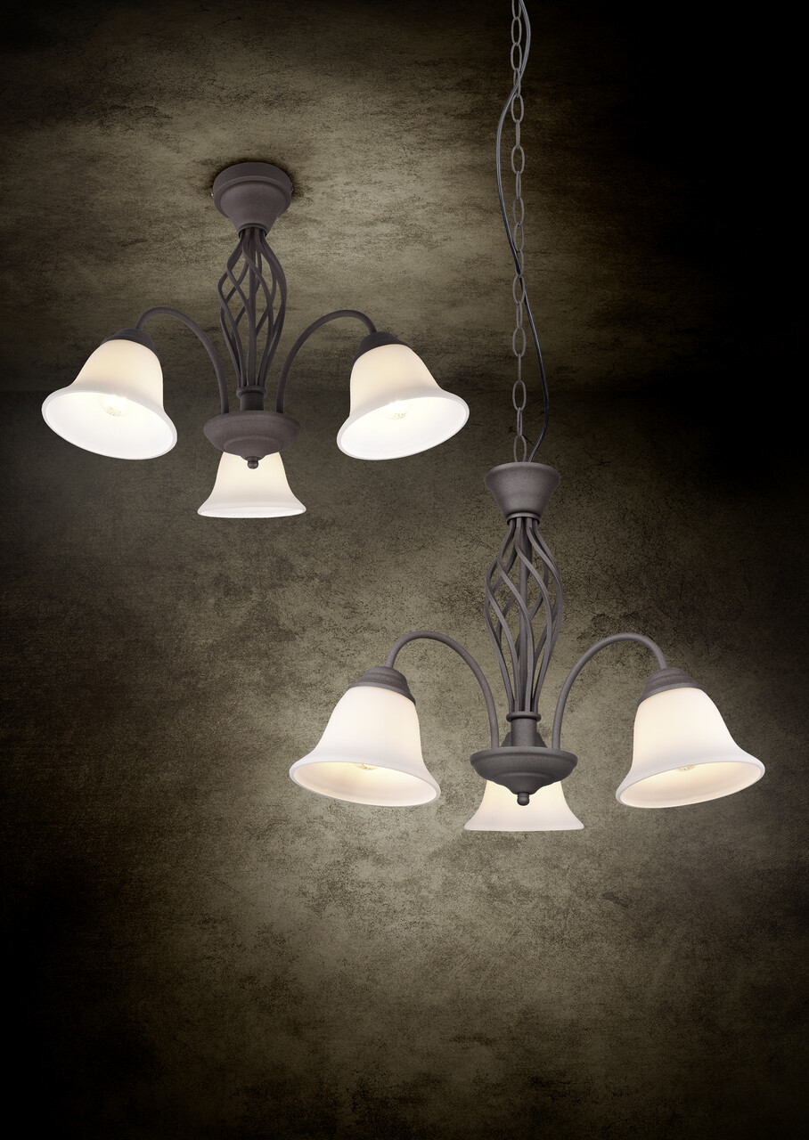 Plafoniera Rustica, TRIO, 55x42.5 cm, 40W, 3x E14, metal, maro