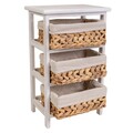 Comoda cu 3 cosuri Creaciones Meng, 35x25x57 cm, lemn de paulownia, alb antic