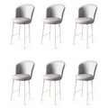 Set scaune de bar 6 piese, Charlotte, Uras, Metal, Gri/Alb