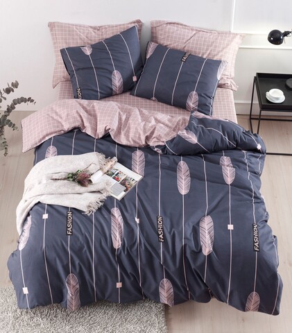 Lenjerie de pat pentru o persoana, mijolnir, modena 183mjr02605, 2 piese, bumbac ranforce, bleumarin/roz