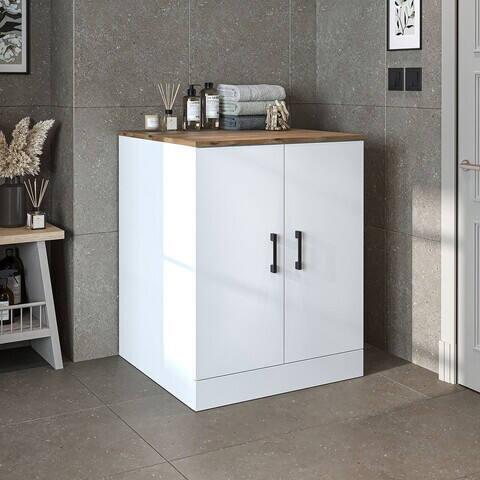 Dulap masina de spalat, Hanah Home, 1016.51, 70x90x69 cm, PAL MELAMINAT, Pin Atlantic / Alb