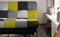 Canapea extensibila 3 locuri, ELTAP, Cayo, 192x90x90 cm, lemn/poliester, negru/galben